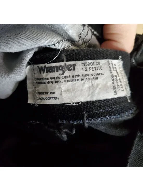 Wrangler Jeans Womens 12 Black High-Waisted Petite 100% Cotton Made In USA - Picture 3 of 10